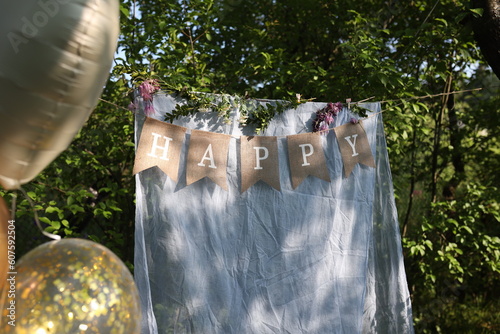 happy birthday inscription from flags