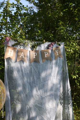 happy birthday inscription from flags