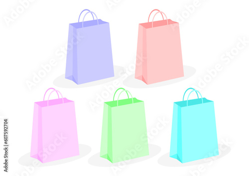 Shopping bags with different colors over white background