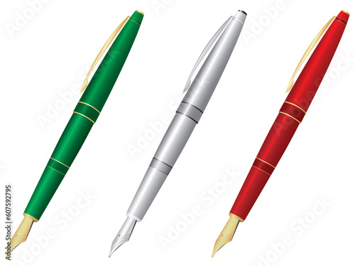 Fountain pens illustration.  Please check my portfolio for more stationery illustrations.