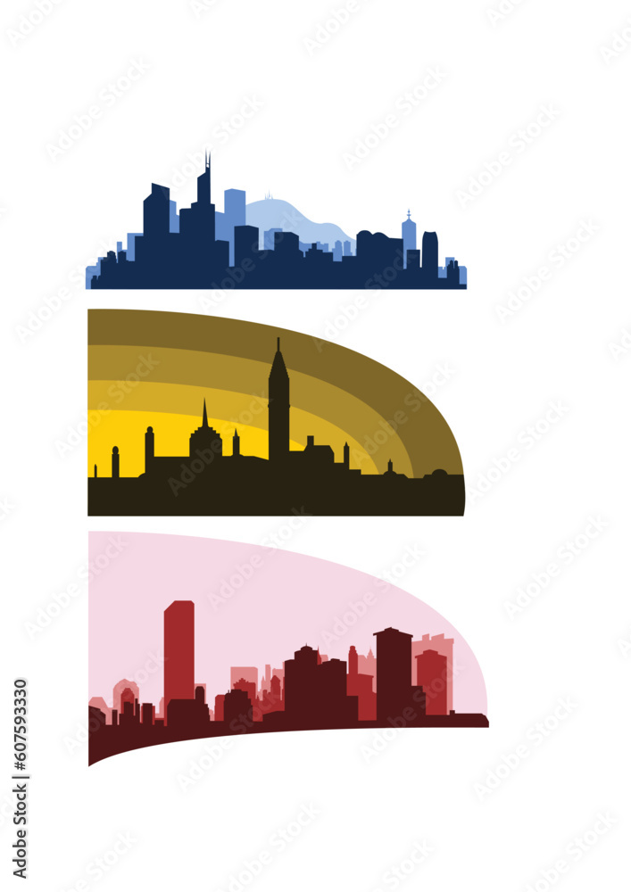 vector collection of different cities skylines