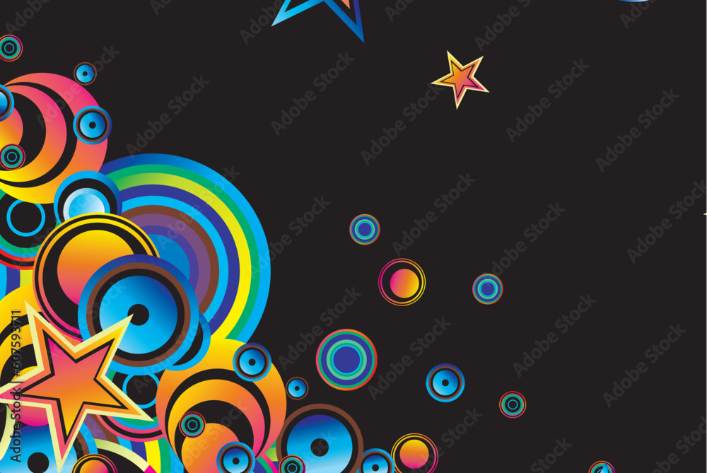 Stylish bubbles star plants abstract background