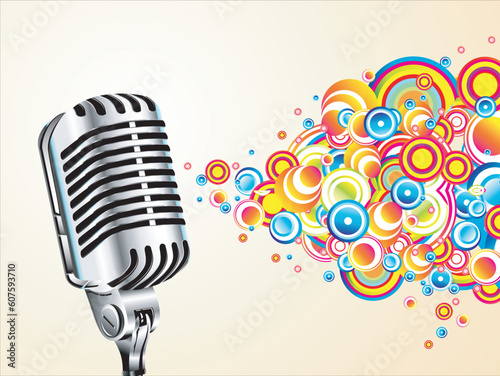 A magic microphone singing colorful bubbles