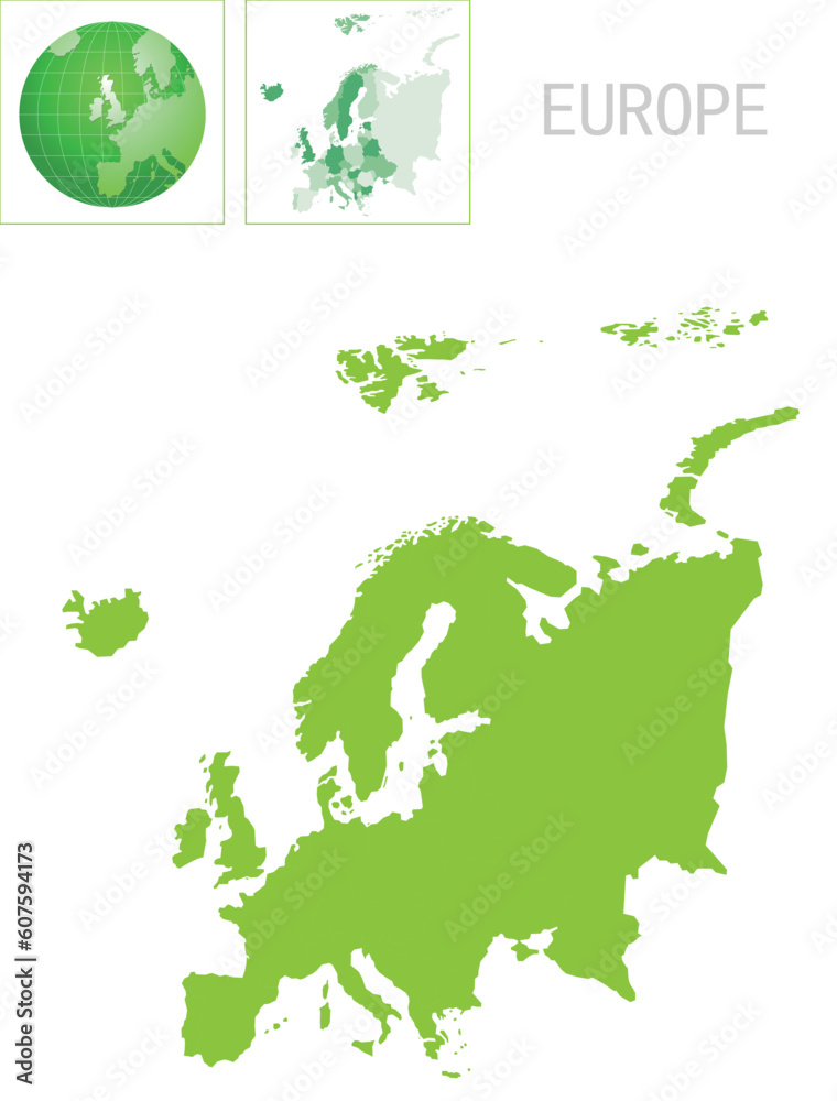 europe map and icon on white background