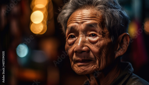 Senior men smiling, celebrating retirement indoors at night generated by AI