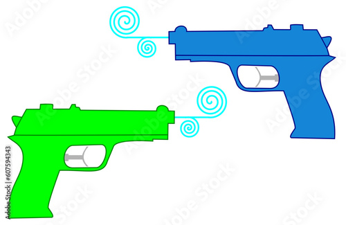 istolated plastic water guns on white