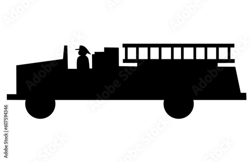 A Fire Truck silhouette on white