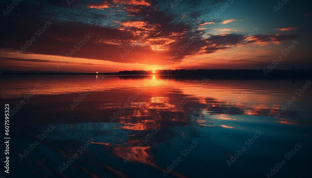 Silhouette of majestic nature at dusk reflection generated by AI Silhouette of majestic nature at dusk reflection generated by AI