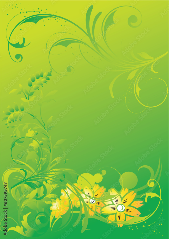 The stylised vegetative ornament from colours and leaves The stylised vegetative ornament from colours and leaves