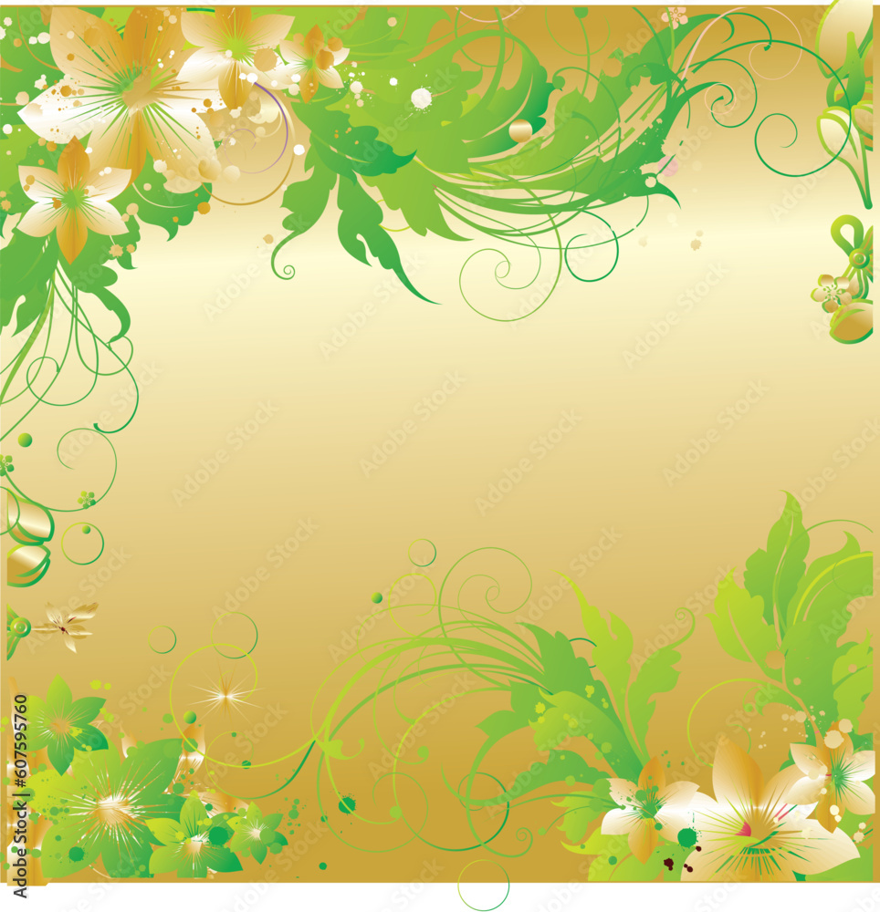The stylised vegetative ornament from colours and leaves The stylised vegetative ornament from colours and leaves