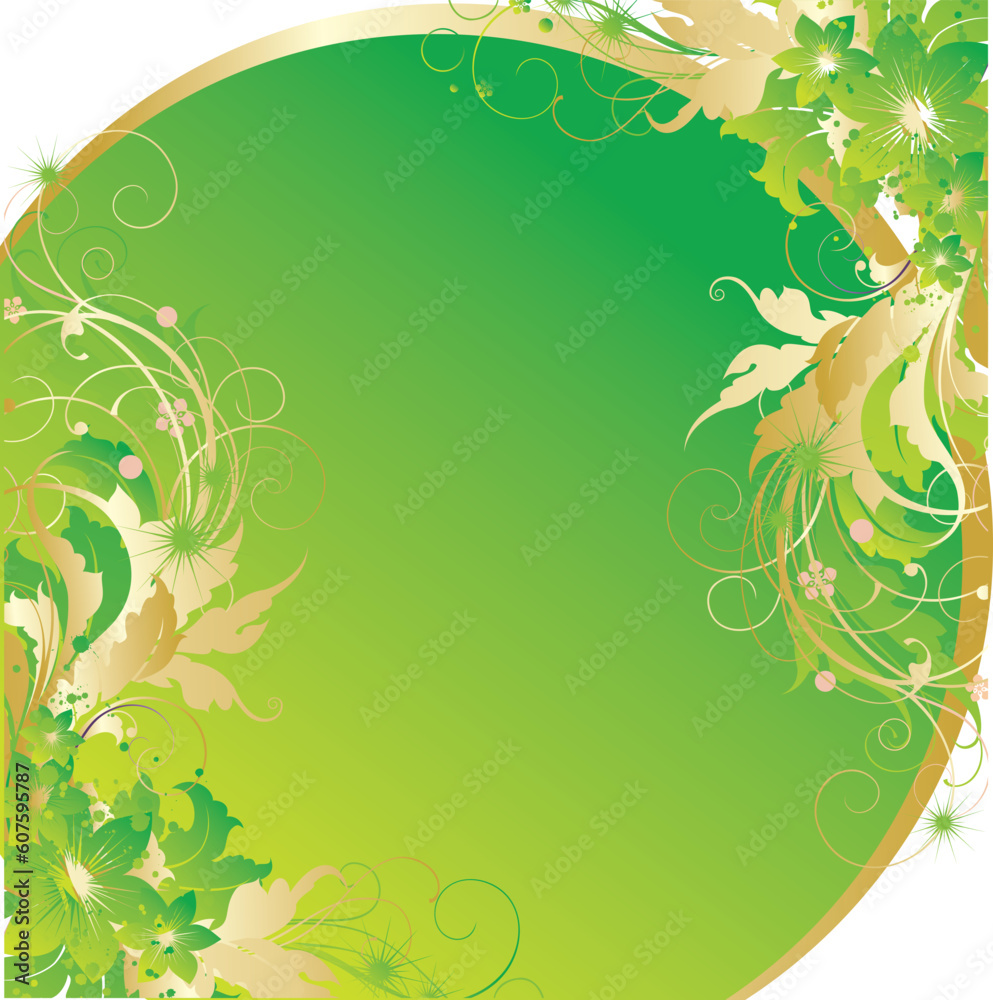 Vegetative ornament round the stylised green sun Vegetative ornament round the stylised green sun