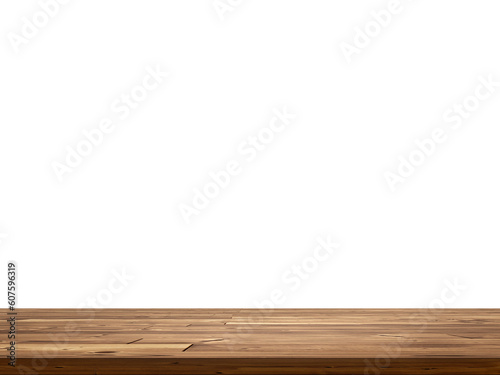 empty wooden table front view isolated on white background