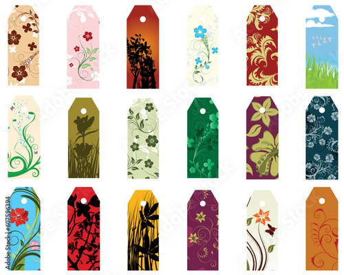 Set of  different vector floral  bookmarks for design use