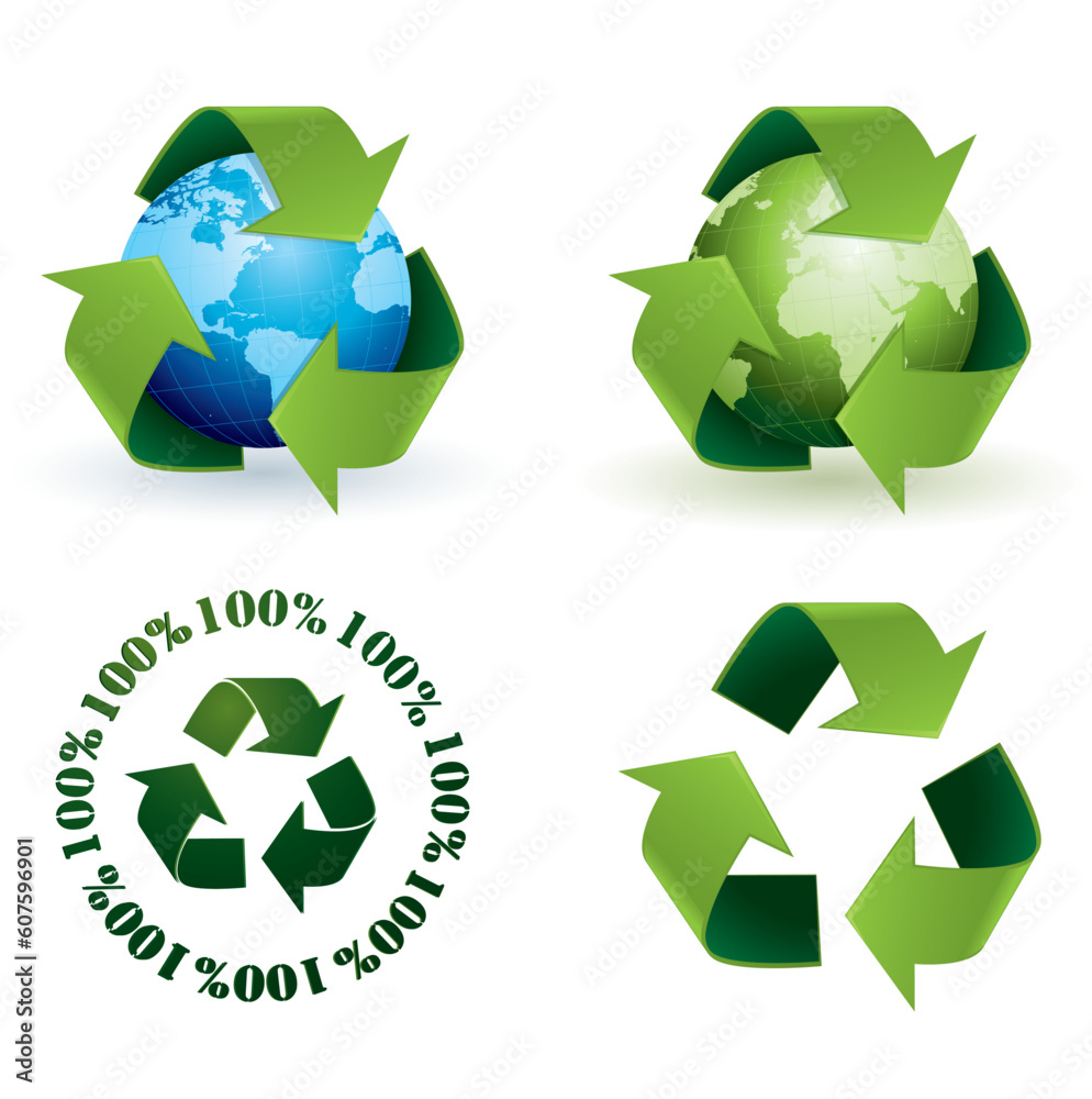 Fototapeta premium Global recycling icons. Please check my portfolio for more recycling illustrations.
