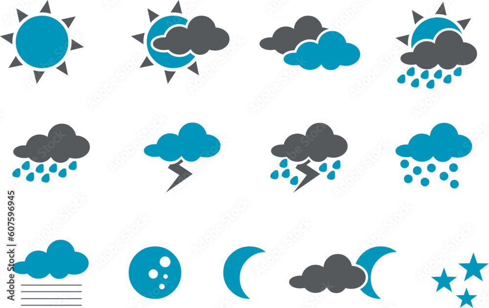 Obraz premium Vector icons pack - Blue Series, weather collection