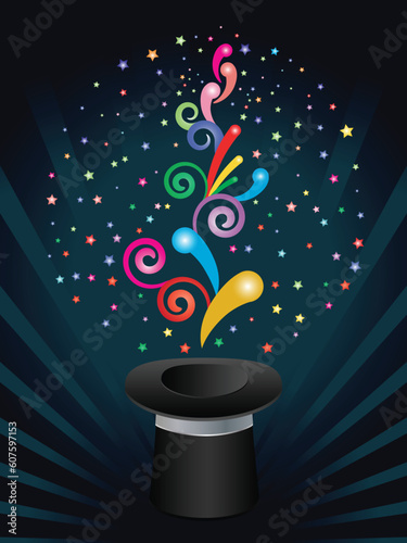 Vector illustration with magic trick.