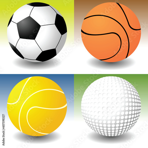 Sport balls over different color backgrounds