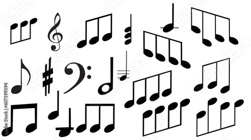 set of musical symbols on a white background.