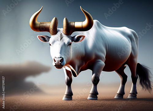 realistic bull with big horns photo