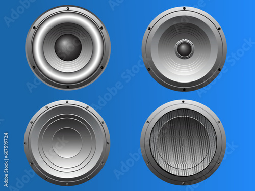 4 Pub and Disco style Loudspeakers in vector format