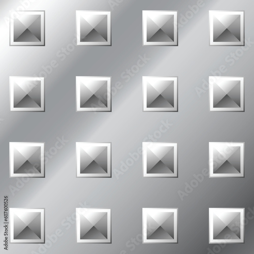 Vector illustration of stainless metal large pyramid stud background