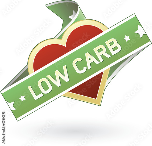 Low carb labels sticker for food product packaging, print materials, or website
