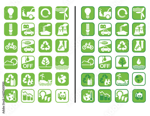 Icons on earth and ecology issues in monotone and duotone color schemes