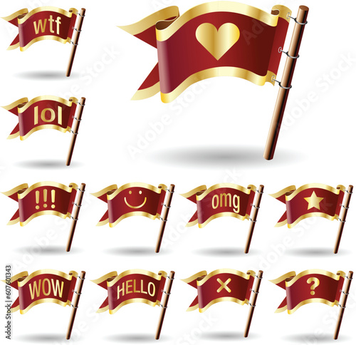 Chat or instant message icons on royal vector flag buttons - good for web, print, advertising, and promotion