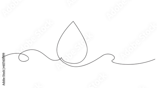 Continuous line drawing of drop. Water drop line icon.Vector illustration.