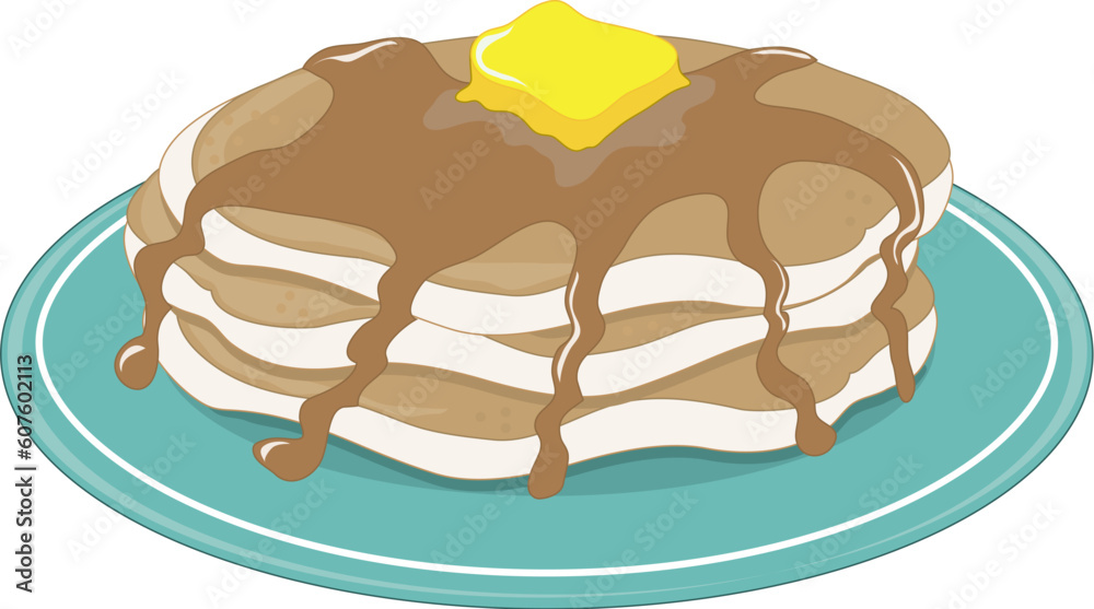 A stack of pancakes with syrup and butter A stack of pancakes with syrup and butter