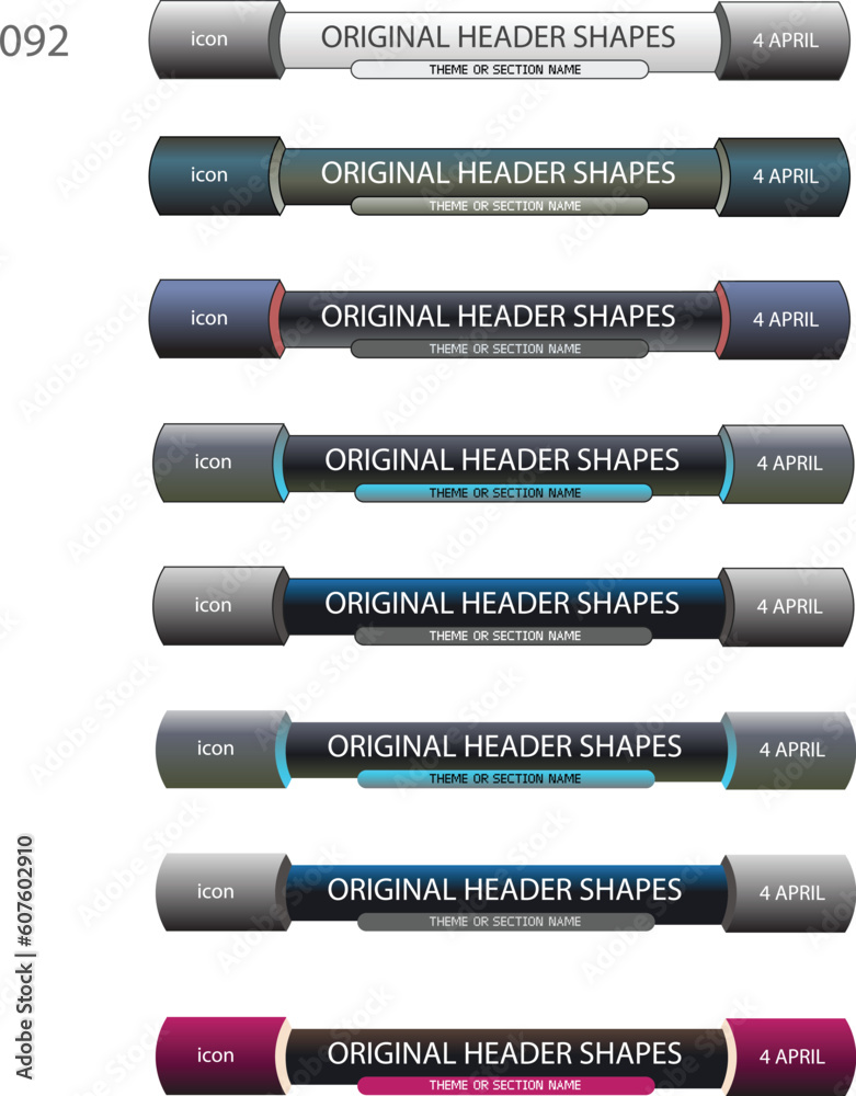 Original vector shape for (print, web or other design worx) headers, easy to use separate parts, simple to recolour. This shape perfectly aligned about pixels, you can use it for creation of pr Original vector shape for (print, web or other design worx) headers, easy to use separate parts, simple to recolour. This shape perfectly aligned about pixels, you can use it for creation of pr