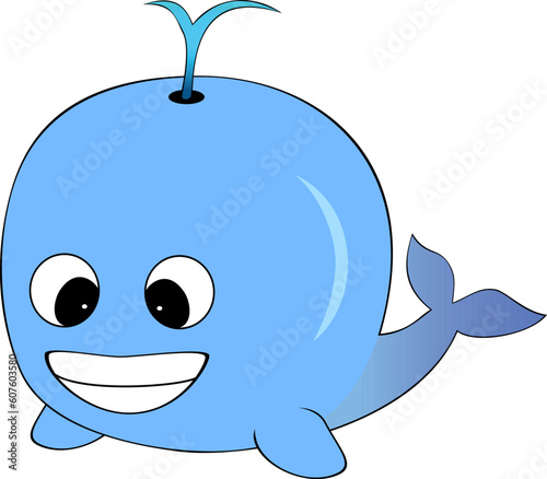 Illustration of A Cute Blue Cartoon Whale