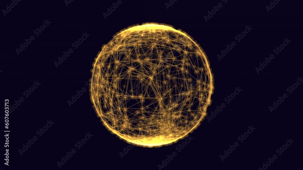 Futuristic geometric sphere with neon glitters on black gradient, motion abstract corporate, futuristic and sci-fi style background Futuristic geometric sphere with neon glitters on black gradient, motion abstract corporate, futuristic and sci-fi style background