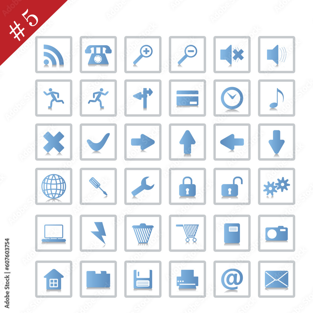 Collection of different icons for using in web design. Set #5. Collection of different icons for using in web design. Set #5.