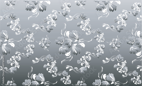 Illustration with decorative seamless royal floral ornament