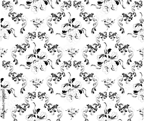Illustration with decorative seamless royal floral ornament