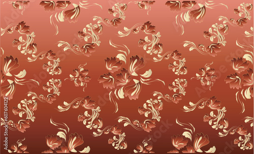Illustration with decorative seamless royal floral ornament