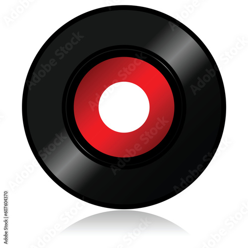Vinyl record with shadow over white background