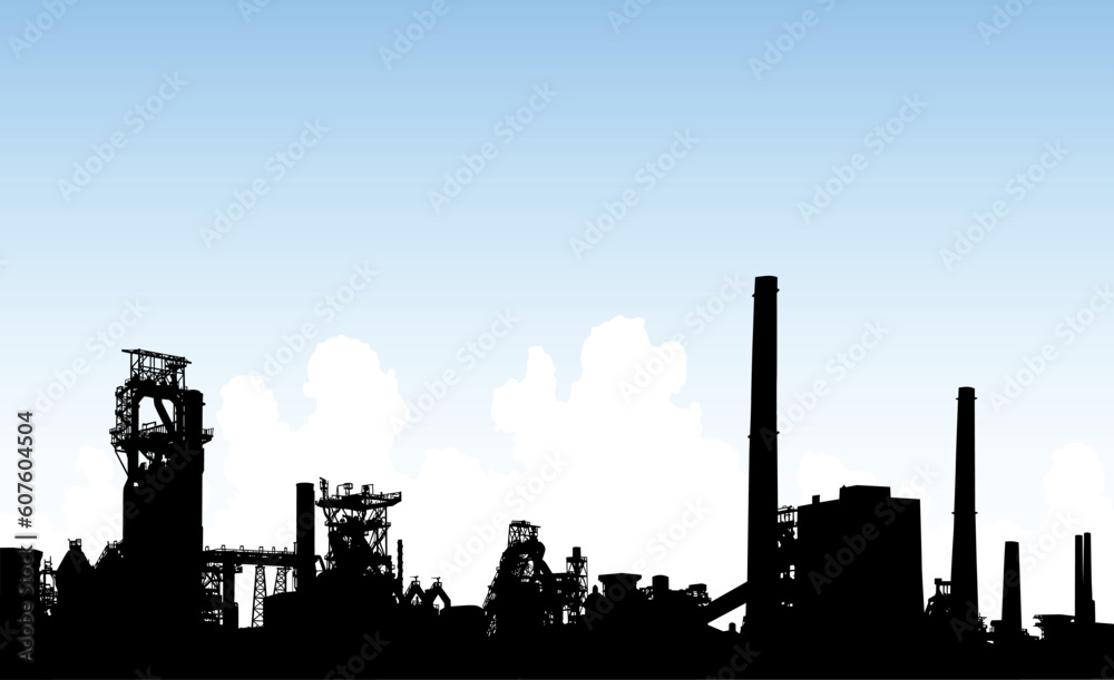 Detailed editable vector illustration of an industrial skyline Detailed editable vector illustration of an industrial skyline