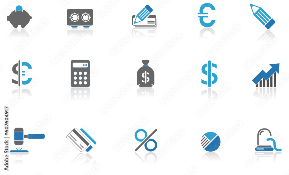 Finance and Banking icons blue Finance and Banking icons blue