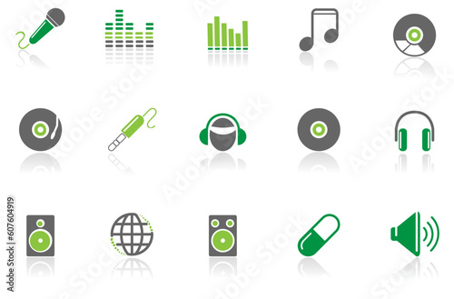 Music and Dance icons green  for your website