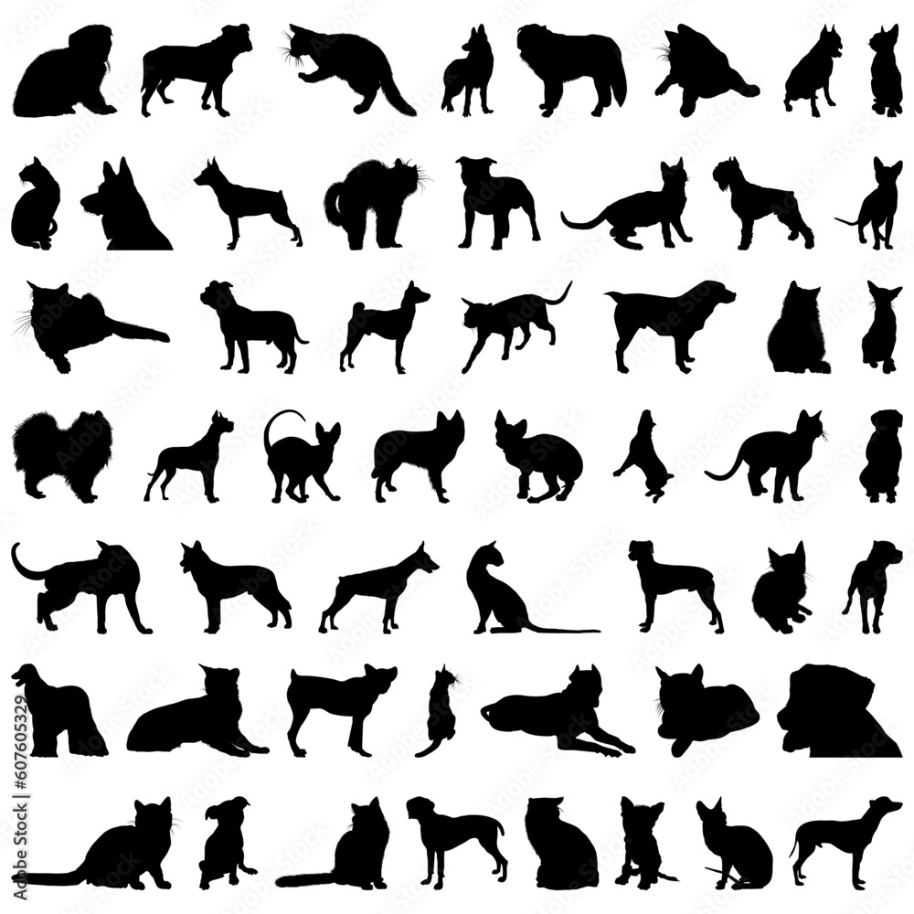 Set # 2 of different vector pets silhouettes for design use