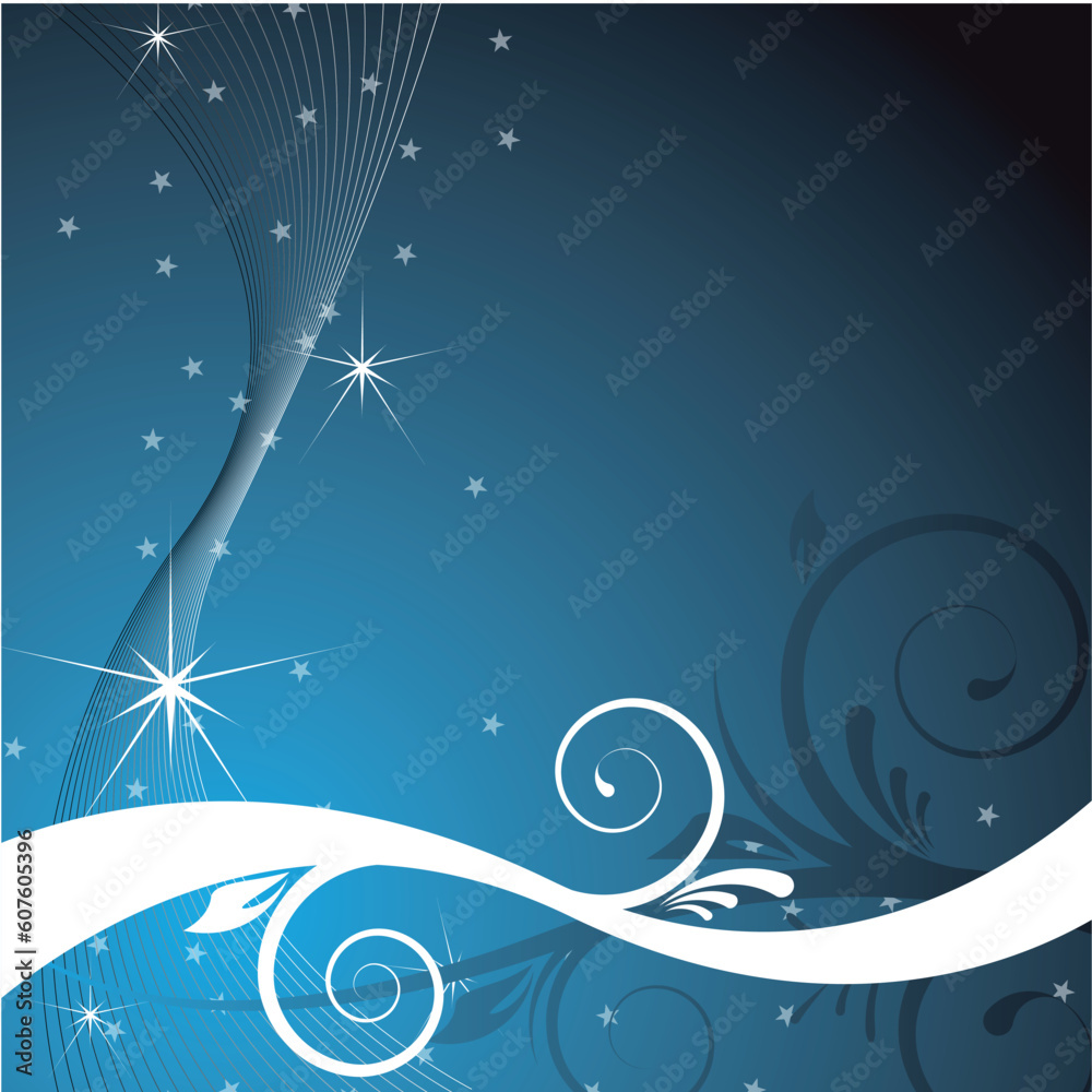 blue christmas background with ornaments for design