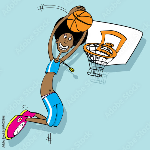 A basketball player cartoon's style