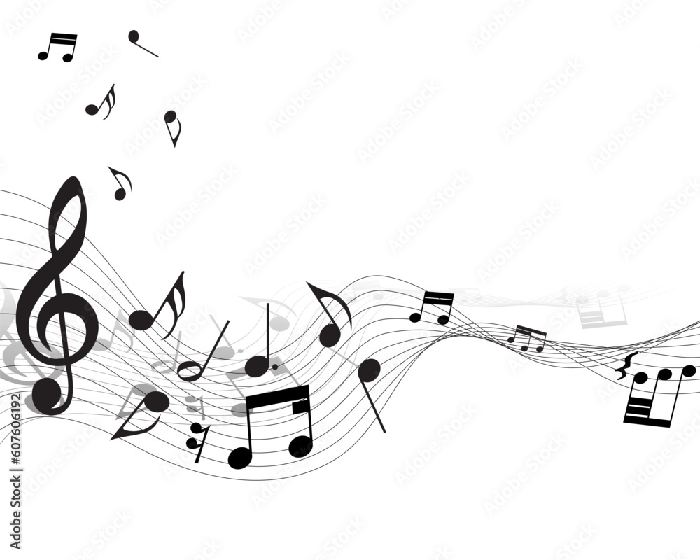 Vector musical notes staff background for design use Vector musical notes staff background for design use