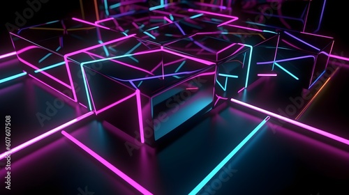 Radiant glow, captivating neon lights and lines 