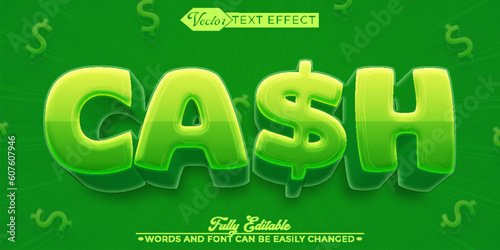 Cartoon Green Dollar Cash Vector Editable Text Effect Template