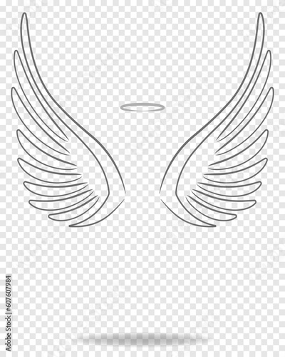 Angel wings and nimbus with shadow for your design