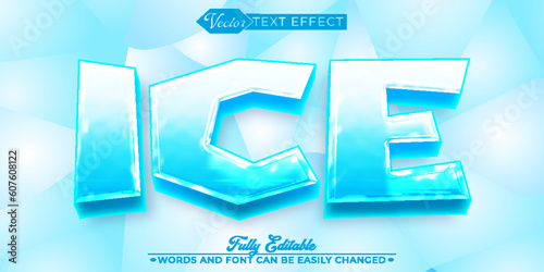 Cartoon Cold Ice Vector Editable Text Effect Template