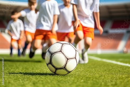 A group of young men playing a game of soccer created with Generative AI technology